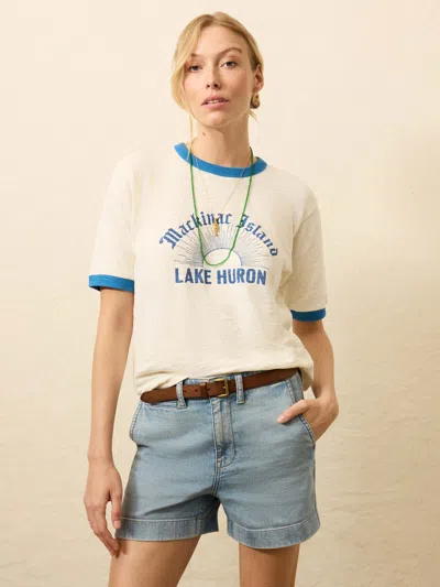 Faherty Sunwashed Slub Camp T-shirt In Neutral