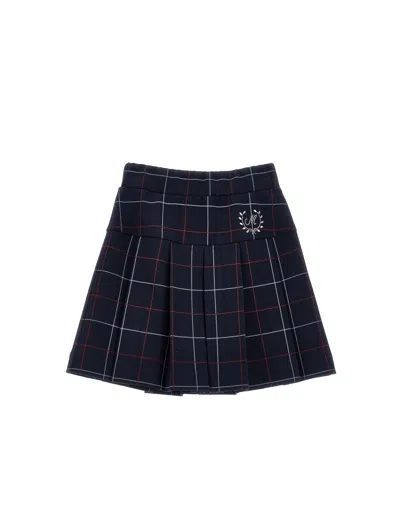 Monnalisa Checked Pleated Skirt In Blue