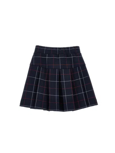 Monnalisa Checked Pleated Skirt In Blue