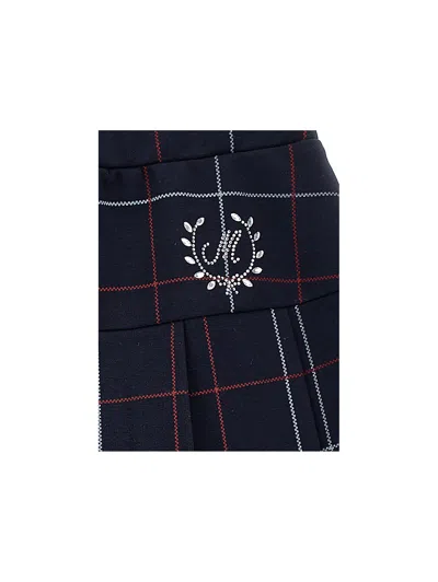 Monnalisa Checked Pleated Skirt In Blue