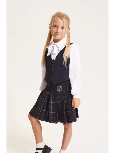 Monnalisa Checked Pleated Skirt In Blue