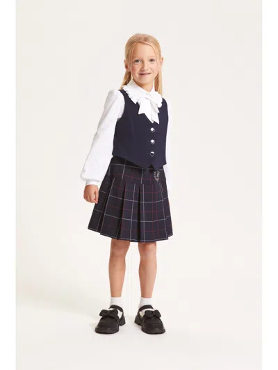 Monnalisa Checked Pleated Skirt In Blue