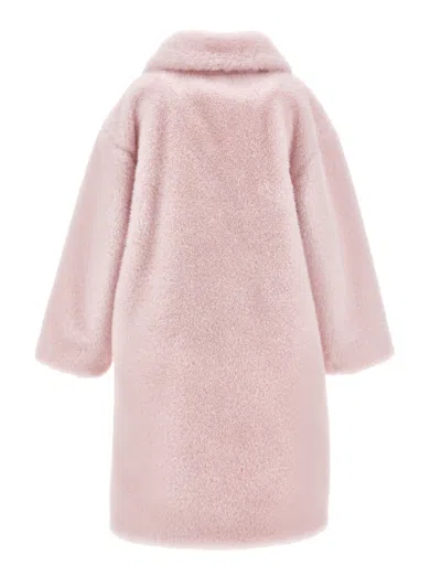 Monnalisa Teddy Coat Buttons In Pink