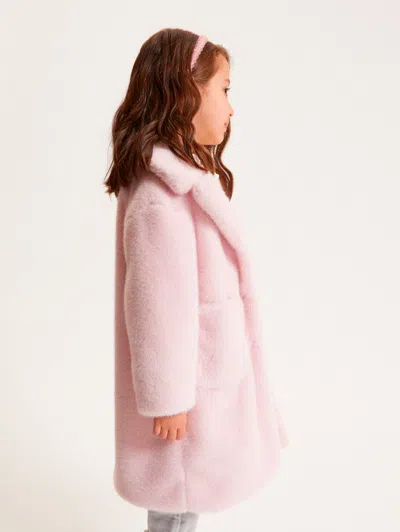 Monnalisa Teddy Coat Buttons In Pink