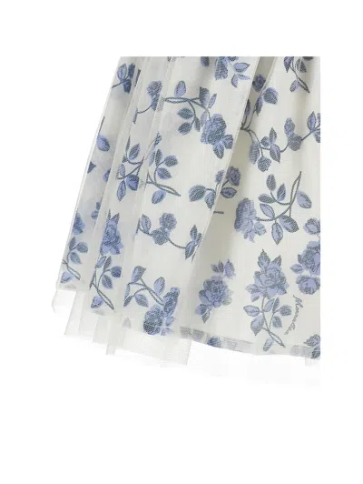 Monnalisa Cotton-silk Floral Dress In Blue