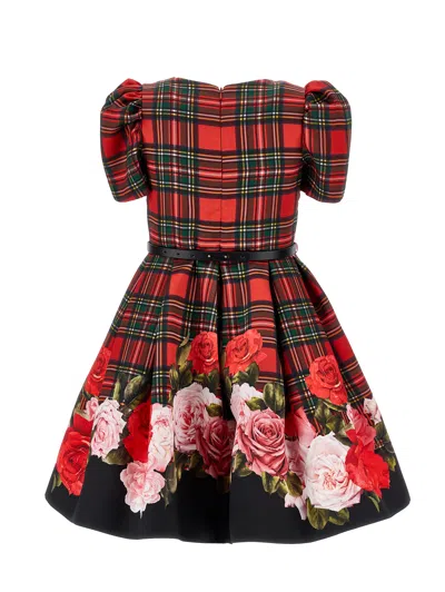 Monnalisa Kids'   Scottish Dress And Roses In Red
