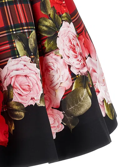 Monnalisa Kids'   Scottish Dress And Roses In Red