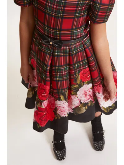 Monnalisa Kids'   Scottish Dress And Roses In Red