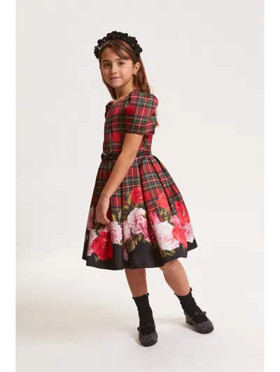 Monnalisa Kids'   Scottish Dress And Roses In Red