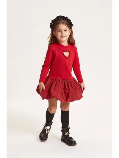 Monnalisa Kids' Long-sleeve Dress In Red