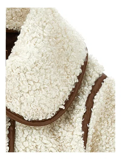 Monnalisa Plush Coat With Buttons In Neutral