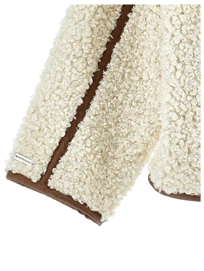 Monnalisa Plush Coat With Buttons In Neutral