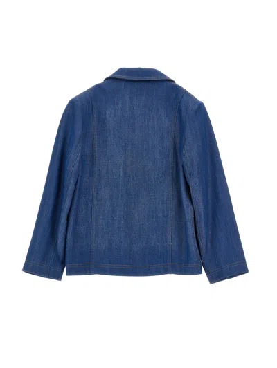 Monnalisa Denim Jacket With Flower Applique In Blue
