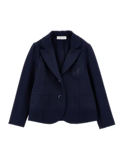 Monnalisa Jacket With Buttons And Monogram In Blue