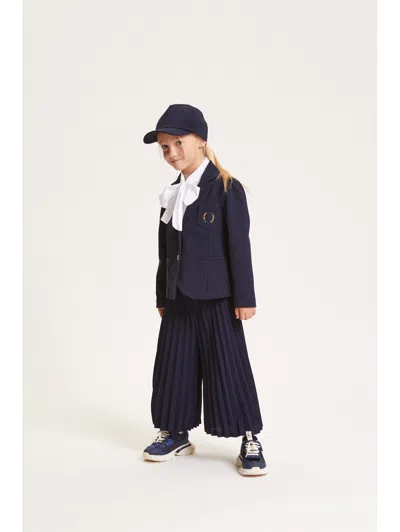 Monnalisa Jacket With Buttons And Monogram In Blue