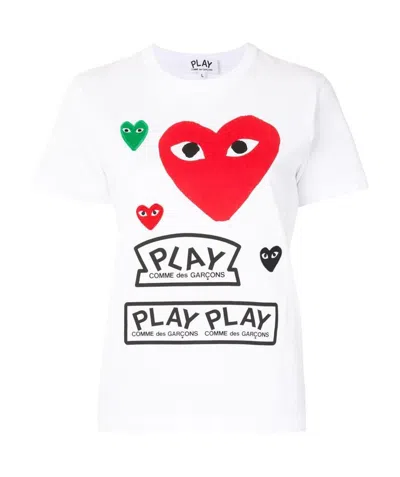 Comme Des Garçons Play Heart Patch T-shirt In White