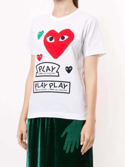 Comme Des Garçons Play Heart Patch T-shirt In White