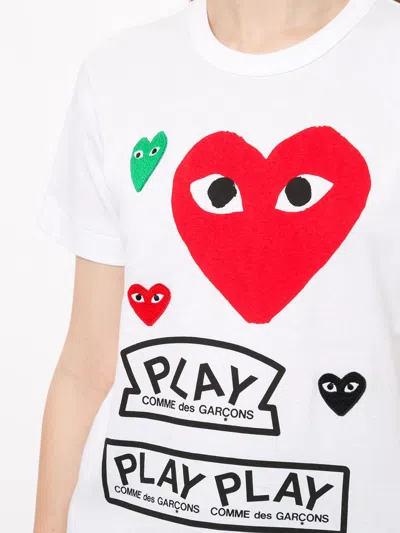 Comme Des Garçons Play Heart Patch T-shirt In White