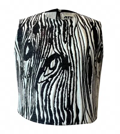 Maison Rabih Kayrouz Women's Moire Lurex Sleeveless Top In Ivory/black In Black
