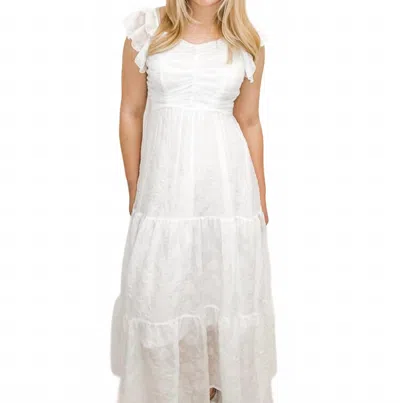 Mikarose Textured Ruffle Midi Dress In White In White