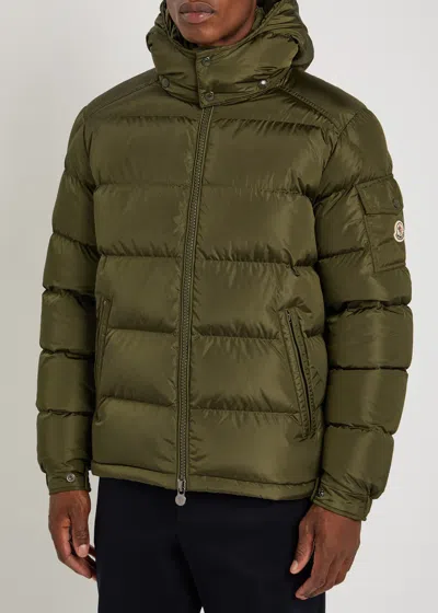 Moncler Men Baudinet Down Jacket With Logo Patch In Green