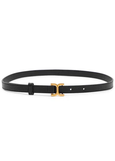 Chloé Marcie Logo Buckle Leather Belt In Black 001