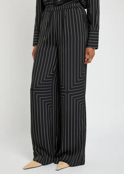 Joseph Hulin Wide-leg Geometric Crepe Trousers In Black