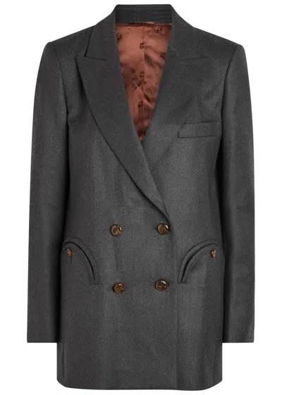 Blazé Milano Grey Wool Double-breasted Blazer In Gray