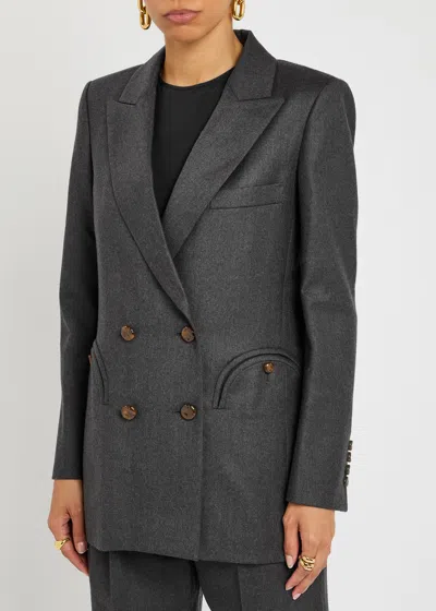 Blazé Milano Grey Wool Double-breasted Blazer In Gray