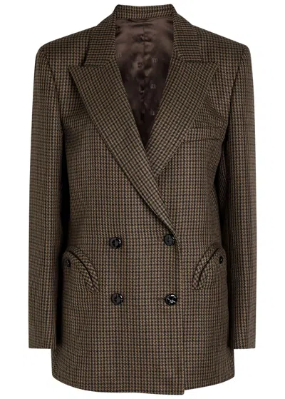 Blazé Milano Double-breasted Jacket With Houndstooth Pattern Blaze In Brown