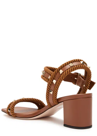 Valentino Garavani Women's Rockstud Leather Sandals In Brown
