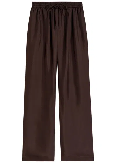 Rohe Drawstring-waist Silk Trousers In Brown
