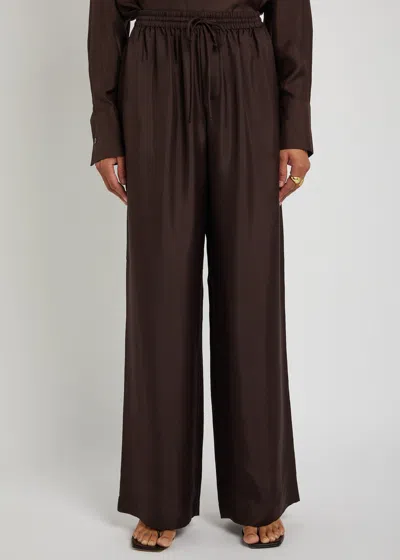 Rohe Drawstring-waist Silk Trousers In Brown
