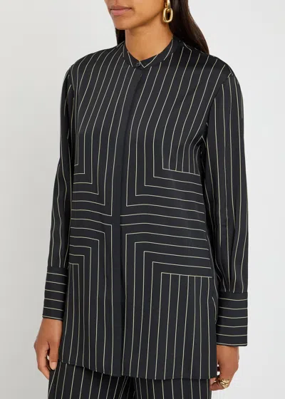Joseph Athena Geometric Print Silk Blouse In Black