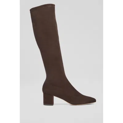 Lk Bennett Womens Bro-dark Chocolate Eldon Block-heel Suede Knee-high Boots In Brown