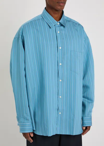 Acne Studios Striped Long Sleeve Button Up Shirt In Blue