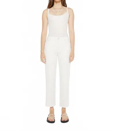 Mother Rambler Zip Ankle High Rise Straight Jeans In Cream Puffs In White