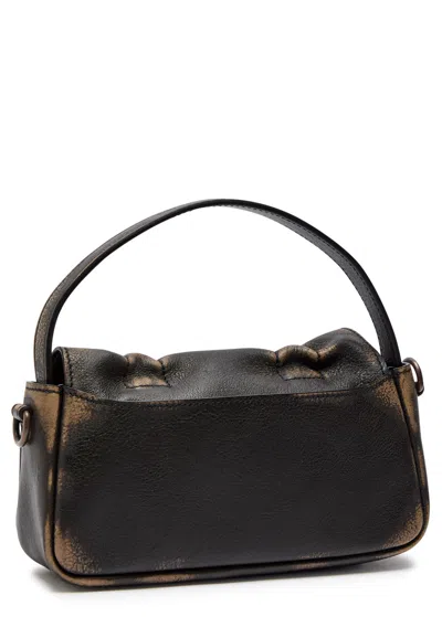 Acne Studios Aip Darl Brown Grained Leather Multipocket Micro Vintage Bag In Black