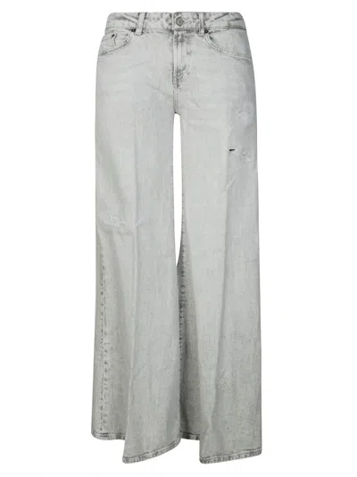 Dondup Marlen Wide-leg Trousers Distressed In Gray