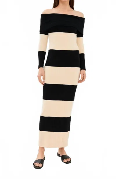 Posse Theo Off The Shoulder Dress In Cream-black In Neutral