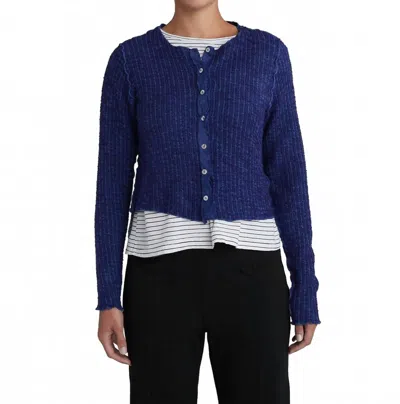 Cut Loose Crop Button Cardigan In Admiralty In Blue