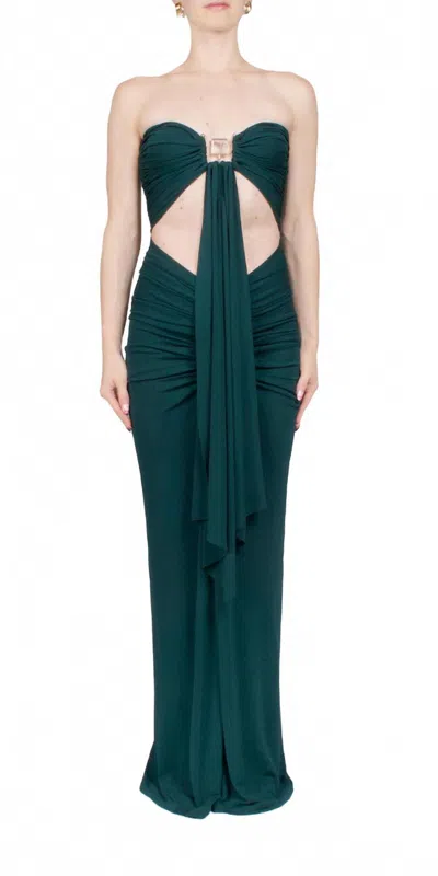 Christopher Esber Bezel Quartz Disconnect Dress In Evergreen In Green