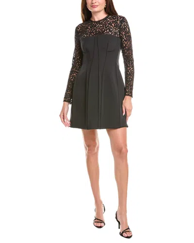 Simkhai Primm Twill-paneled Corded Lace Mini Dress In Black