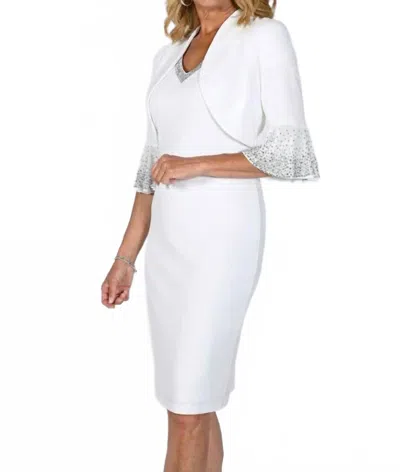 Frank Lyman Bell Sleeve Knit Bolero In Off White In White