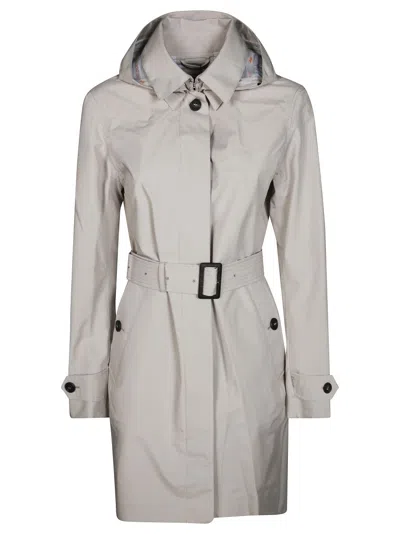Save The Duck Tailored Trench Coat With Belted Waist In Gray