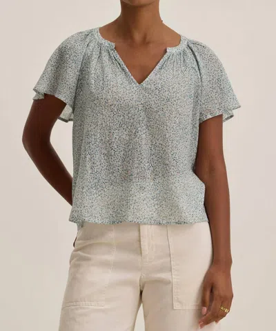Velvet By Graham & Spencer Printed Crinkle Gauze Park Top In Seafoam In Green