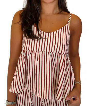 Lilbelle By Lilbelle Allie Cotton Striped V-neck Top In Red In Neutral