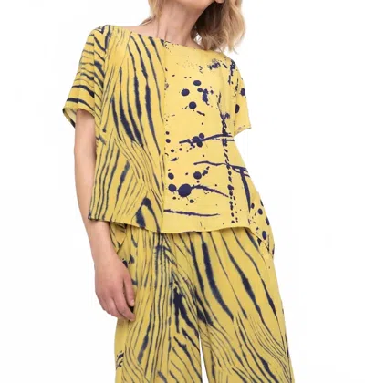 Ozai N Ku Sunday Patterned Top In Yellow In Green