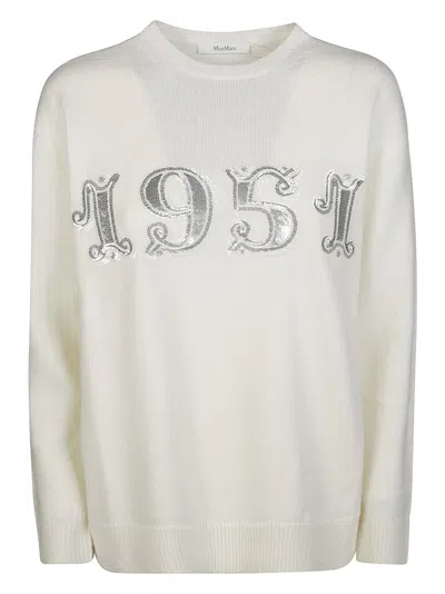 Max Mara Plata 1951 Strass Jersey Sweater In White