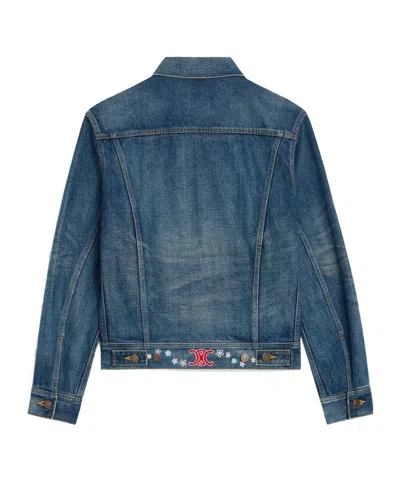 Celine Vintage Inspired Denim Jacket Pockets In Blue